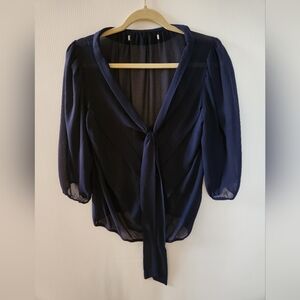 Sheer Navy Blue Women's Top